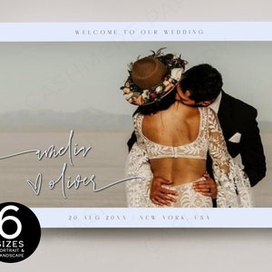 Engagement Welcome Sign Photo Editable Picture Wedding Welcome Signs for Newlyweds Bridal Shower, Instant Digital Download, TEMPLETT DIY