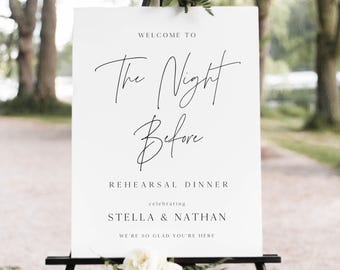 Custom Elegant Rehearsal Dinner Entry Sign, The Night Before Welcome Sign Template, Elegant Minimalist Modern Wedding Sign, Engagement Party