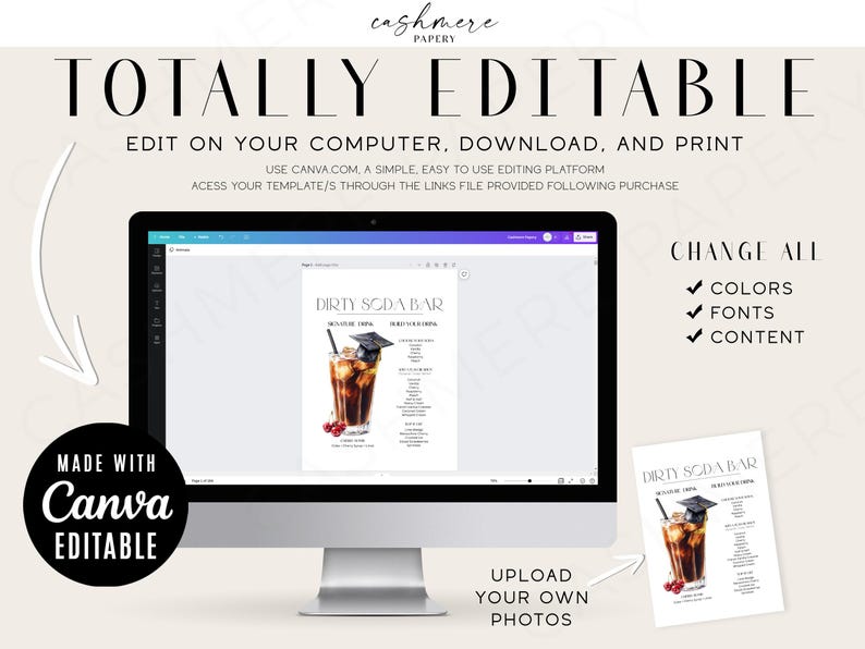 Party Drink Sign, Signature Drink Sign, Graduation Party Bar, Wedding Bar Sign, Italian Soda Bar, Bridal Shower Sign, Kids Birthday Drink, Dirty Soda Bar Sign, Soda Party Decor, Non-Alcoholic Drink, Soda Pop Bar, Printable Drink Menu, Drink Menu Signs