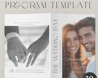 Magazine Wedding Program, Custom Wedding Magazine Template, Custom 30+ Ceremony Book with Seating Chart, Editable Canva Newlywed Magazine
