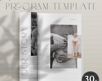 Wedding Day Magazine Templates, Printable Wedding Program, Custom Canva Wedding Timeline Template, Editable Magazine, Seating Chart Template