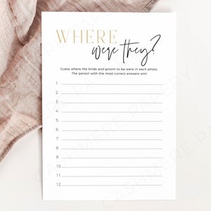 Where Were They Photo Game, Couple Bridal Shower Activity Photo Game, Editable Couple Picture Guess Game Template, Instant Download, CANVA