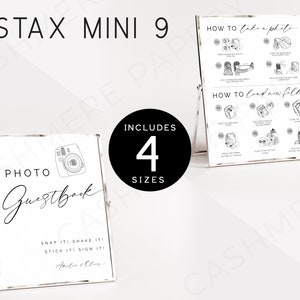Instax Mini Instructions Edit, Photo Guest Book Sign Templates & Mini9 Camera Instruction Sign, Editable Templett DIY Instant Download SPM10
