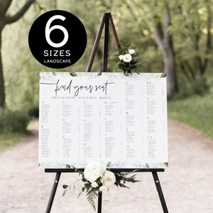 Eucalyptus Seating Chart Template | Eucalyptus Wedding Alphabetical Seating Names Editable Template | Templett Instant Digital Download
