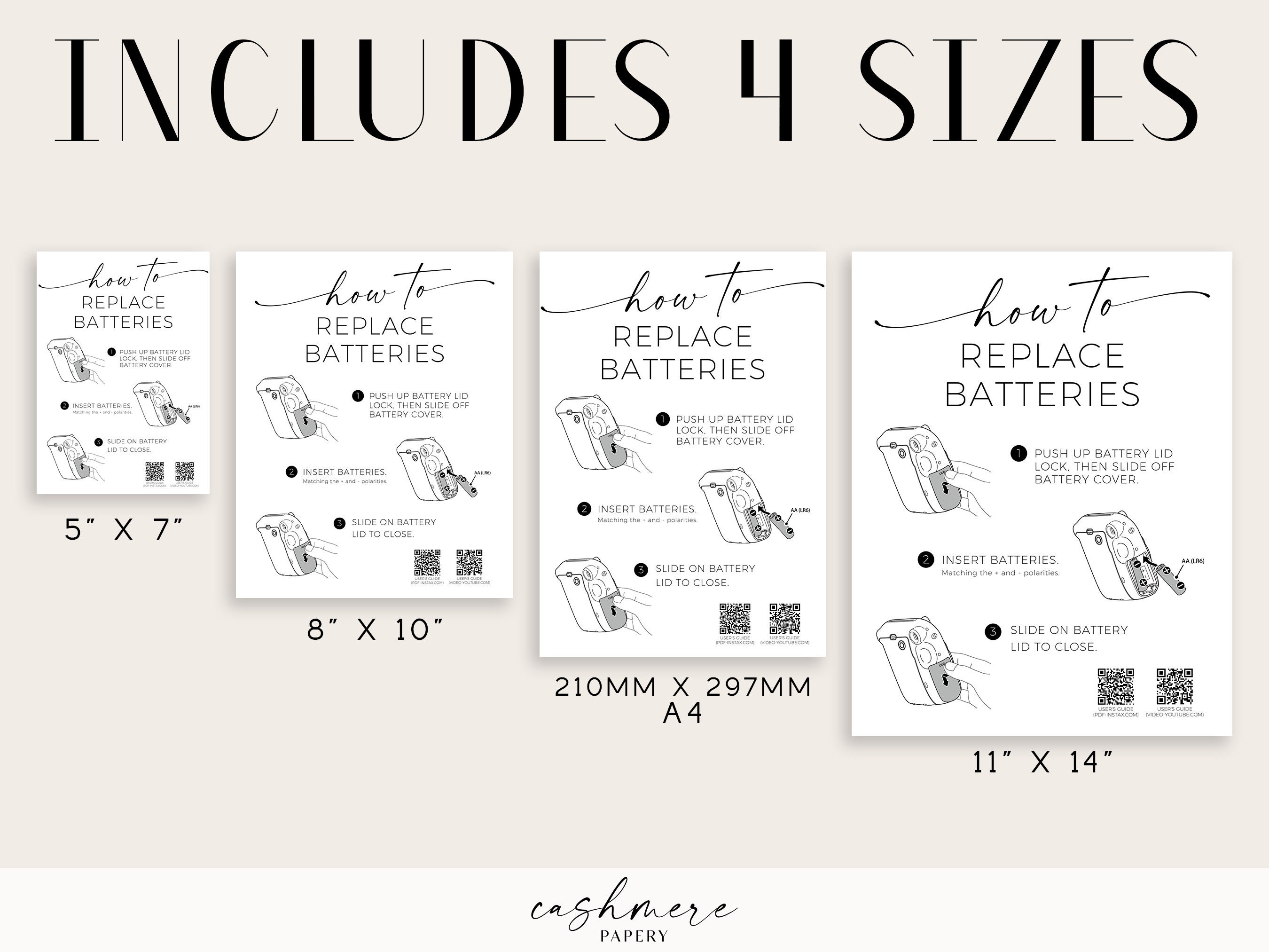 Printable Instax Mini 12 How to Replace Batteries Instructions Etsy