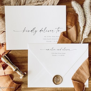Modèle d'impression d'enveloppe de mariage, adresse et modèle de retour d'enveloppe imprimable minimaliste, étiquette de destinataire de cartes enveloppe de mariage moderne