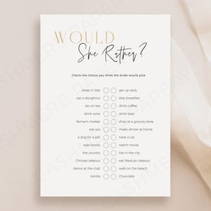 Would She Rather Bridal Shower Template, Editable Bride Would Rather Fun Bachelorette Game Template, Printable Wedding Games Canva Download