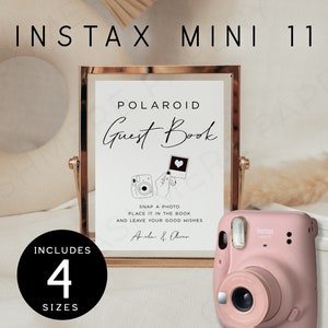 Instax Mini 11 Polaroid Guest Book Signs, Editable Wedding Photo Guestbook Template Printable Signs, Templett Instant Digital DOWNLOAD SPM12