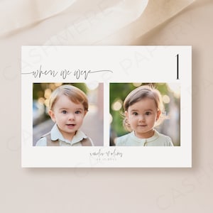 Printable Modern Wedding Table Number Template with Photo, Personalized Reception Table Cards, Instant Digital Download, Templett DIY