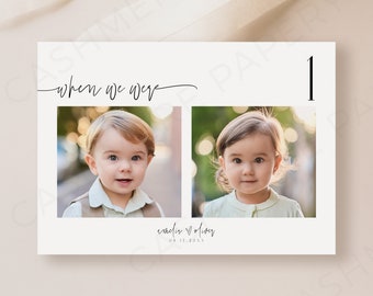 Printable Modern Wedding Table Number Template with Photo, Personalized Reception Table Cards, Instant Digital Download, Templett DIY