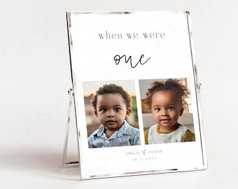 When We Were Age Table Numbers, Editable Modern Wedding Table Number Signs with Custom Baby Photos Printable, Templett DIY Digital Download