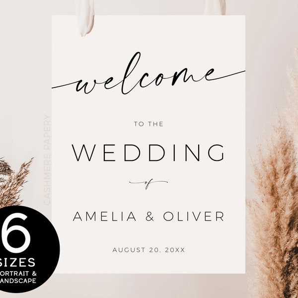 Wedding Welcome Sign Template | Welcome To Our Wedding Sign| Printable Editable | Minimalist Wedding Welcome Template |Wedding Sign Template