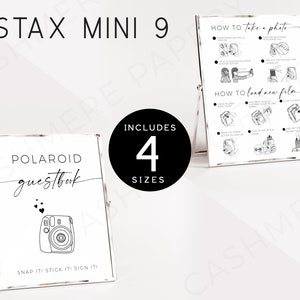 Editable Instax Mini 9 Photo & Film Instructions, Wedding Polaroid Guest Book Sign Template, How to Take a Photo Sign, Instant Download