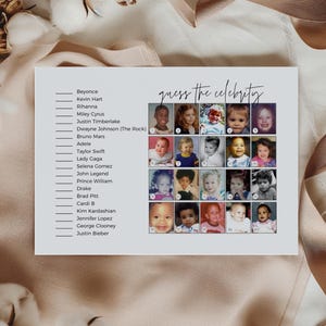 Celebrity Baby Names, Baby Celebrity Game, Guess The Celebrity, Baby Shower Activity, Instant Download, Guess Celebrity Baby, Who Is That Baby, Celebrity Name Game, Modern Baby Shower, Baby Shower Trivia, Gender Neutral, Digital Download, Fun Baby Shower Game