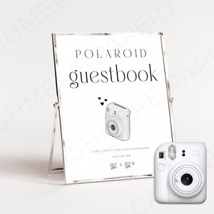 Polaroid Guestbook Sign Digital Template, Modern Wedding Camera Guest Book Signs for Guests, Editable Photo Guestbook Signage, Templett