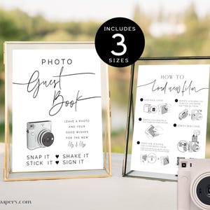 Wedding Guest Book Polaroid Instax Square, Custom Guestbook Instructions Sign for Wedding Guests, Instax SQ1 Mini Camera Signs, Templett