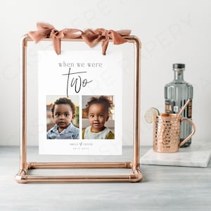 Custom Photo Table Numbers, Modern Printable Signs with Baby Ages Photos, Editable Template for Weddings, Instant Digital Download, Templett