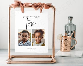 When We Were Table Numbers with Photo, Modern Table Custom Photo Signs, Editable Baby Ages Photos Template, Digital Download, Templett