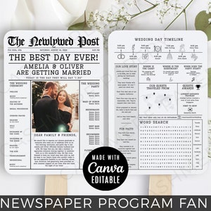 Wedding Program Fan Printed, Outdoor Wedding Ceremony Timeline, Editable Canva Template Infographic Fan Printable, Instant Digital Download
