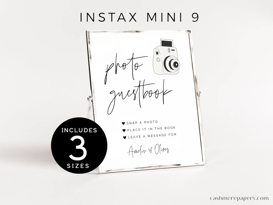 Simple Photo Sign Instax Mini 9 Photo Guestbook Sign | Polaroid Camera Wedding Sign ...