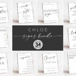 Minimalist Wedding Sign Bundle | Modern Wedding Signs Bundle| Editable Sign Templates|  Table Sign | Neutral Shower Unlimited DIY Signage