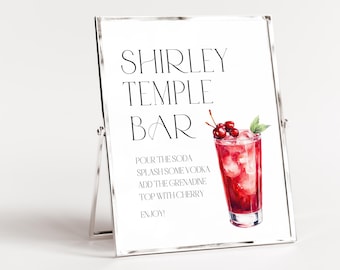 Editable Shirley Temple Bar Sign, Shirley Bar Drink Decor, Bar Sign Graduation, Shirley Temple Graduation Drink, Shirley Temple Party Sign