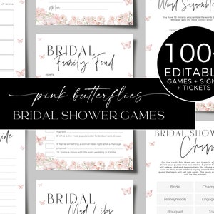 Lifetime Of Butterflies Bridal Shower Games, Pink Butterflies Bridal Shower Game Bundle, Butterfly Bridal Shower Games Downloads, CANVA