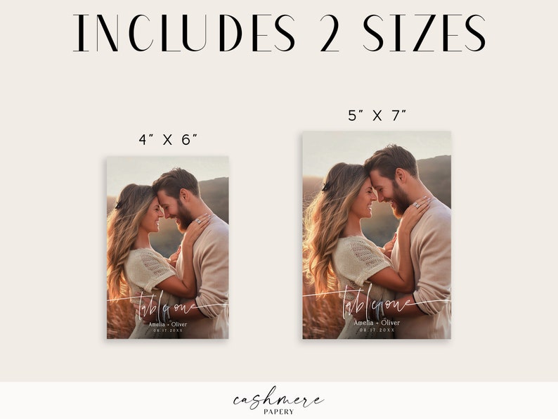 Photo Wedding Table Number Template, DIY Printable (Instant Download ...