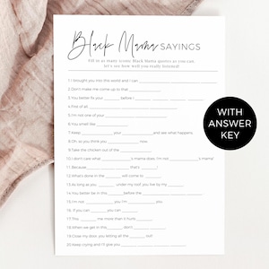 Black Mom Sayings Baby Shower Game Printable Bingo Card, Black Mama Games, Iconic Phrases, Baby Shower Activity, Funny Black Culture, CANVA