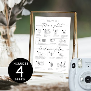 Instax Mini 11 Camera Instructions Sign | How To Load New Film and How to Take Photo Instructions Calligraphy Signs Digital DOWNLOAD SPM08