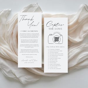 QR Code Wedding Thank You Place Cards, Custom QR Code for Pictures, Scan to Upload Pictures, Wedding QR Code Template Canva Printable