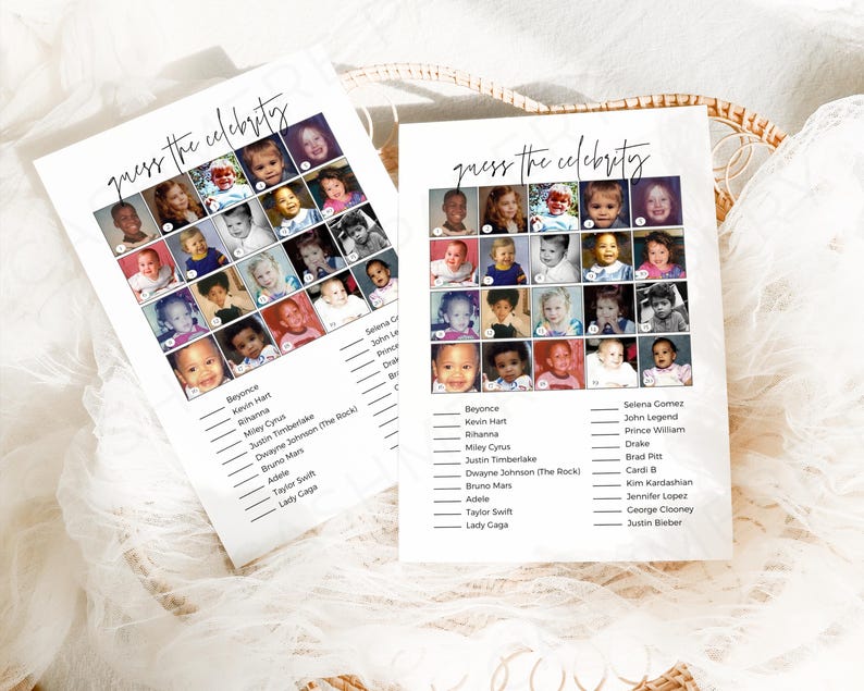 Celebrity Baby Names, Baby Celebrity Game, Guess The Celebrity, Baby Shower Activity, Instant Download, Guess Celebrity Baby, Who Is That Baby, Celebrity Name Game, Modern Baby Shower, Baby Shower Trivia, Gender Neutral, Digital Download, Fun Baby Shower Game