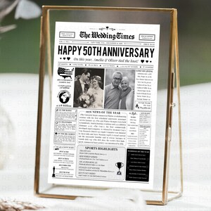 50th Anniversary Gift for Parents, Back in 1976 Newspaper Poster Sign Template Printable, 50 Year Wedding Gift for Husband and Wife, Canva