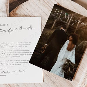 Wedding Thank You Card Photo Template, Editable Wedding Thank You Card, Minimalist Unique Wedding Picture Thank You Card, Canva Printable