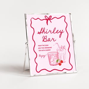 Shirley Temple Drink Sign Prints, Shirley Temple Signature Drink Sign for Graduation, Shirley Temple Bar Sign, Wedding Cocktail Sign, CANVA