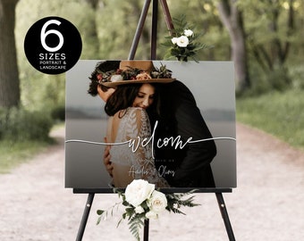 Welcome to Our Wedding Sign with Photo, Personalized Welcome Signage Photo 6 Sizes in Portrait and Landscape, Instant Download, TEMPLETT