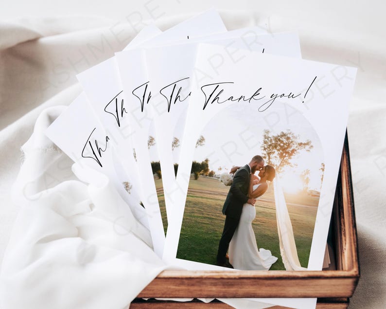 Wedding Thank You Postcard Canva, Minimalist Arch Photo Cards and ...