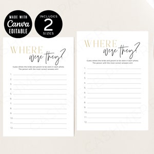 Where Were They Bride and Groom, Editable Bridal Shower Couples Photo Fun Game Template, Printable Photos Guess Where We Are Canva Download