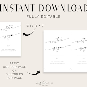 Modern Minimalist Wedding Signs Bundle, 80 Reception Table Signs Set, Welcome, Drinks, Newspaper Editable Templates, DIY Printable Download image 4