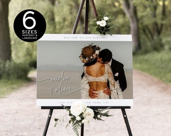 Rehearsal Dinner Welcome Sign Photo Template, Editable Wedding Welcome Sign with Photo, Modern Wedding Signage, Instant Download, Templett