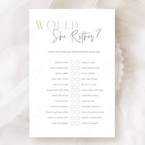 Would She Rather Template, Bride Would Rather Fun Bridal Shower Editable Game Template, Printable Wedding Games Canva DIY Digital Download