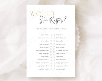 Would She Rather Template, Bride Would Rather Fun Bridal Shower Editable Game Template, Printable Wedding Games Canva DIY Digital Download