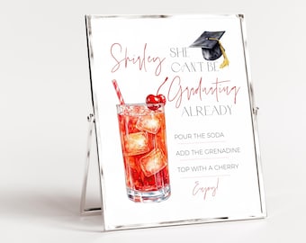 Modern Shirley Graduating Bar Sign, Shirley Temple Signature Drink Sign For Graduation, Signature Shirley Temple, Grad Party Drink, CANVA
