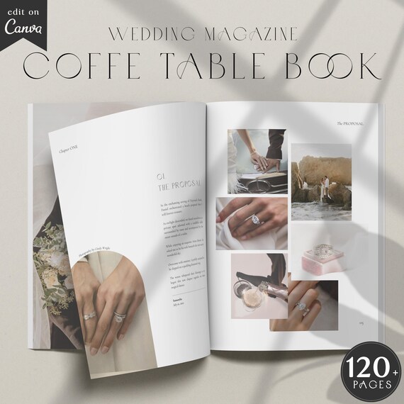 Wedding Magazine Cover Template, 120+ Editable Couple Photo Book Pages Printable or Ebook Custom Canva, Newlywed Coffee Table Book Digital