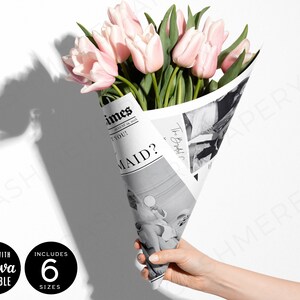 Newspaper Bridesmaid Proposal Bouquet Wrap, Will You Be my Bridesmaid Newspaper Template Editable for Flower Bouquet, CANVA Instant Download