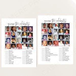 Celebrity Baby Names, Baby Celebrity Game, Guess The Celebrity, Baby Shower Activity, Instant Download, Guess Celebrity Baby, Who Is That Baby, Celebrity Name Game, Modern Baby Shower, Baby Shower Trivia, Gender Neutral, Digital Download, Fun Baby Shower Game