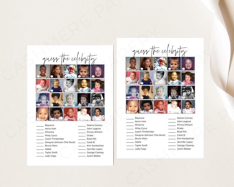 Celebrity Baby Names, Baby Celebrity Game, Guess The Celebrity, Baby Shower Activity, Instant Download, Guess Celebrity Baby, Who Is That Baby, Celebrity Name Game, Modern Baby Shower, Baby Shower Trivia, Gender Neutral, Digital Download, Fun Baby Shower Game