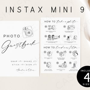 Instax Mini Instructions Edit, Mini9 Polaroid Camera Guestbook Signs, Photo Guest Book Sign Templates, Editable Templett DIY Download SPM10