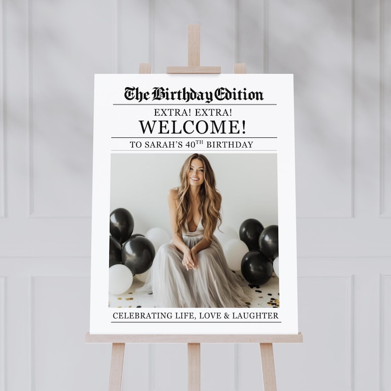 Birthday Newspaper, Newspaper Template, Canva Template, Newspaper Poster, Editable Newspaper, Editable Template, Birthday Invitation, Canva Newspaper, Birthday Printable, Newspaper Sign, Birthday Milestone, Birthday Decor, Newspaper Custom, Printed and Shipped Sign