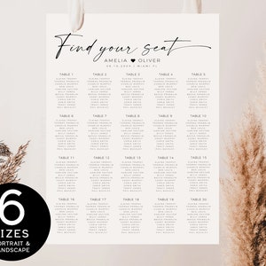 Wedding Seating Chart Template Downloadable | Minimalist Seating Chart Template| Printable Seating Plan | Elegant Wedding Seating Plan